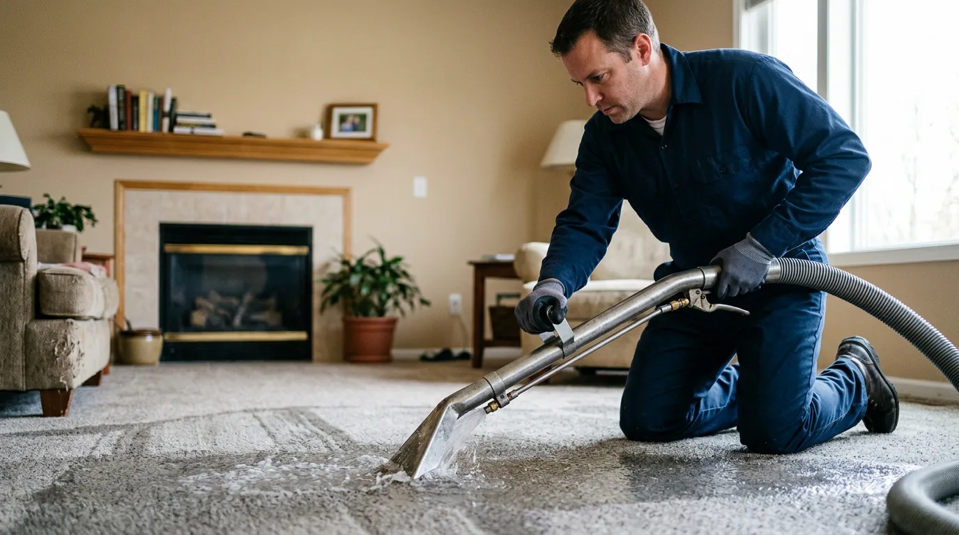 Water damage restoration technician working near Springfield, ME